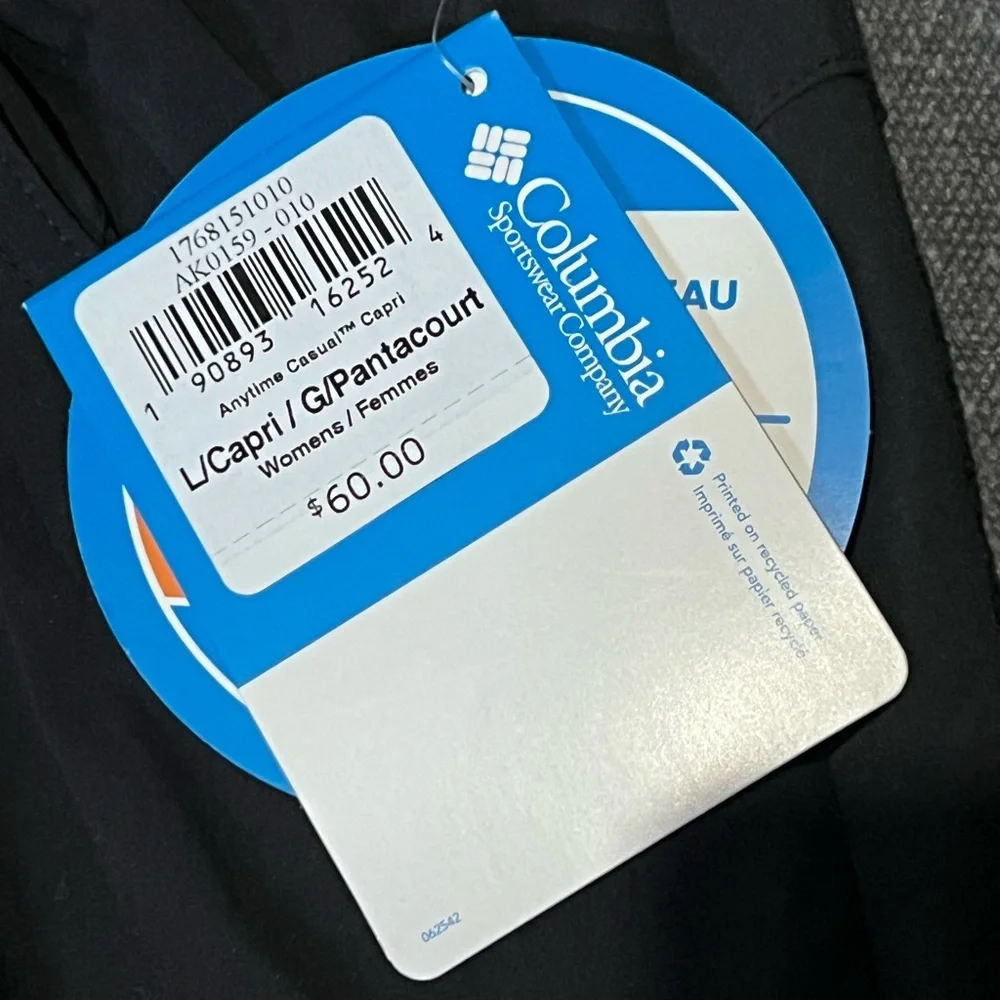 Columbia UPF 50 Black Flat Front outdoor capris women’s L - Picture 4 of 6